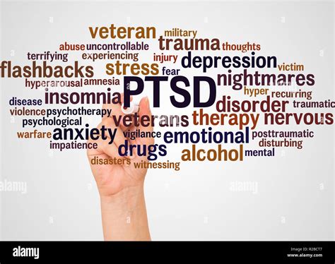 Posttraumatic Stress Disorder Ptsd Word Cloud And Hand With Marker