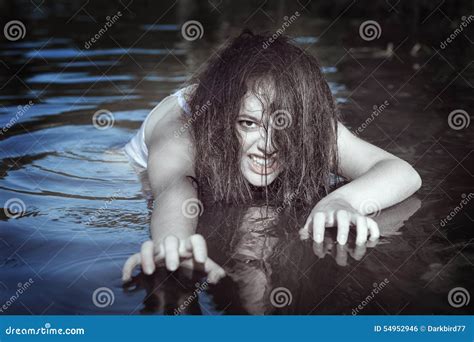 Young Beautiful Drowned Ghost Woman In The Water Stock Photo Image Of