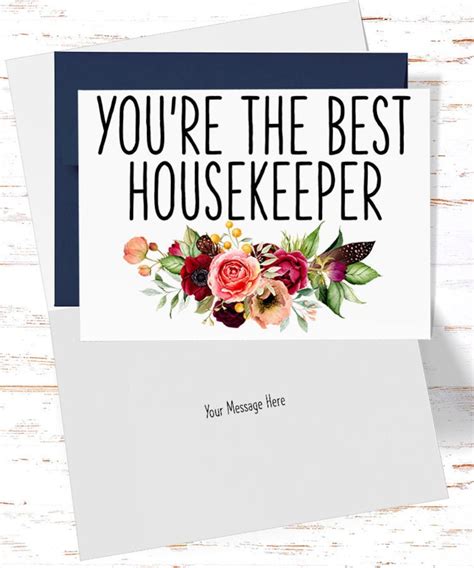 Housekeeper Thank You Card Card For Housekeeper Birthday Etsy