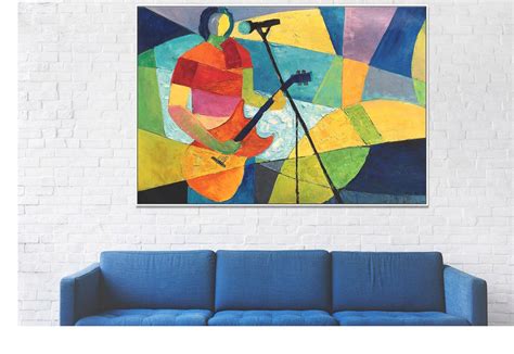 Large Abstract Painting Guitar Player Original Oil Painting Etsy
