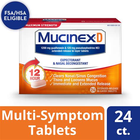Mucinex D Maximum Strength Expectorant And Nasal Decongestant Tablets 24 Count Ph