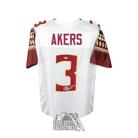 New listingcam akers 2020 panini origins rpa jersey patch auto los angeles rams rookie rc. Cam Akers Autographed Florida State Custom White Football ...