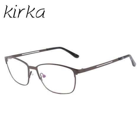 Kirka Brown Metal Eyeglasses Frames With Clear Lens Retro Optical