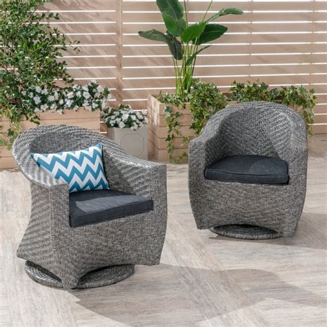 Rattan Outdoor Chair Set Of 2 5 Piece Black Resin Wicker Patio Chair