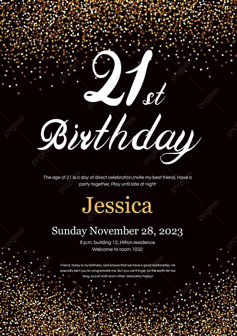 21st Birthday Gold Powder Invitation Template Download On Pngtree