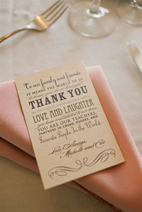 Items Similar To Thank You Wedding Favor Reception Card On Etsy