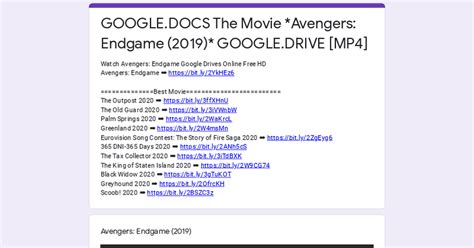 Infinity war (2018), the universe is in ruins. GOOGLE.DOCS The Movie *Avengers: Endgame (2019)* GOOGLE ...