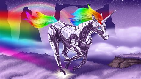 Unicorns Robot Unicorn Attack Rainbows 1920x1080 Wallpaper High Quality