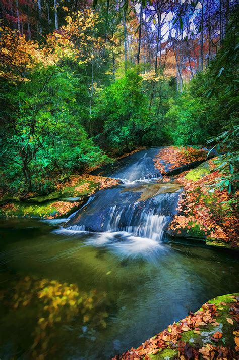 Waterfalls Great Smoky Mountains Painted Photograph By Rich Franco