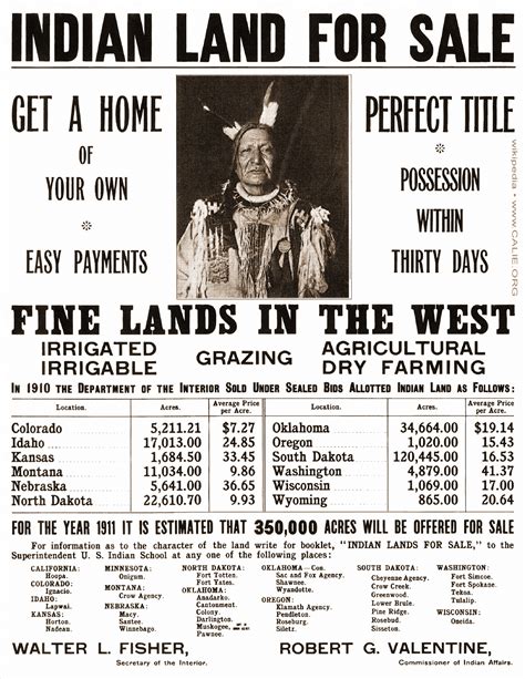 Indian Lands For Sale Us Department Of The Interior 1911 Historical Poster