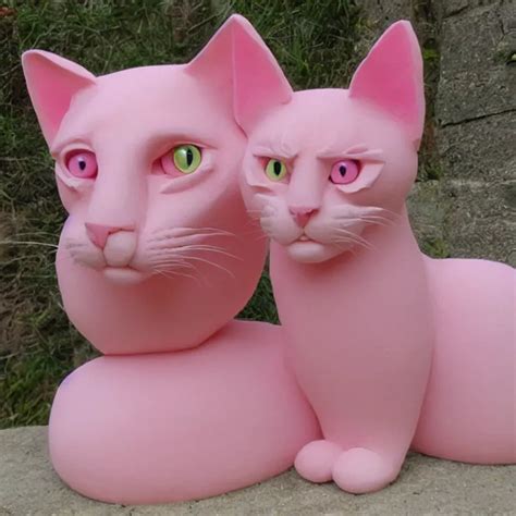 Krea Beautiful Pink Cat Made Of Plasticine Handcrafted Fabulous