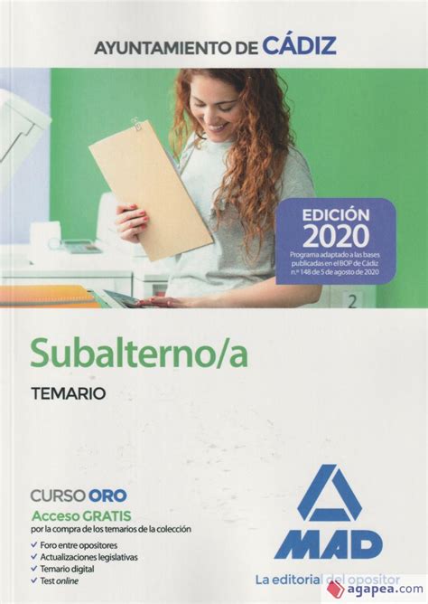 SUBALTERNO/A DEL AYUNTAMIENTO DE CADIZ. TEMARIO - 7 EDITORES [ET AL