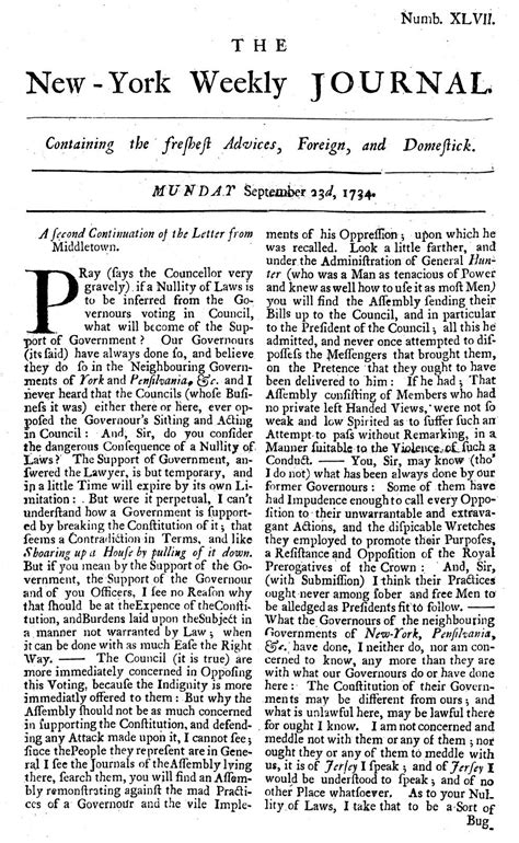 New York Weekly Journal American Colonial Newspaper Britannica