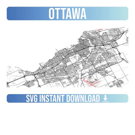 Ottawa Svg Vector Street Map Ottawa Ontario Canada Full Etsy