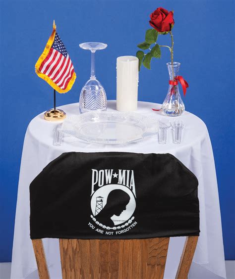The table serves as the focal point of ceremonial remembrance, originally growing out of us concern of the vietnam war pow/mias. POW-MIA Ceremony Table Kit (with Chair Cover) - American ...