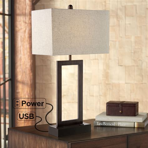 360 Lighting Modern Table Lamp With Usb And Ac Power Outlet In Base