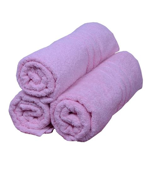 Bombay Dyeing Set Of 3 Cotton Bath Towel Pink Buy Bombay Dyeing Set