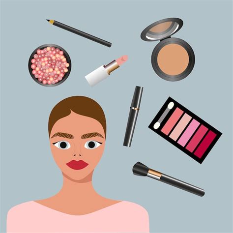 Premium Vector Womans Face And Make Up Elements Set Fashion Hand
