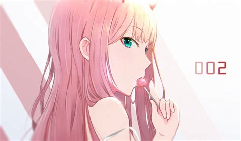 Pink Hair Lollipop Zero Two Darling In The Franxx Darling In The