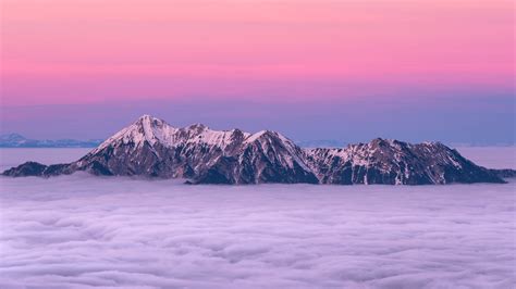 Wallpaper Mountains Peaks Snow Fog Dusk 3840x2160 Uhd 4k Picture Image
