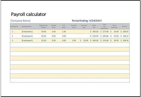 Payroll Calculator Template For Ms Excel Word And Excel Templates