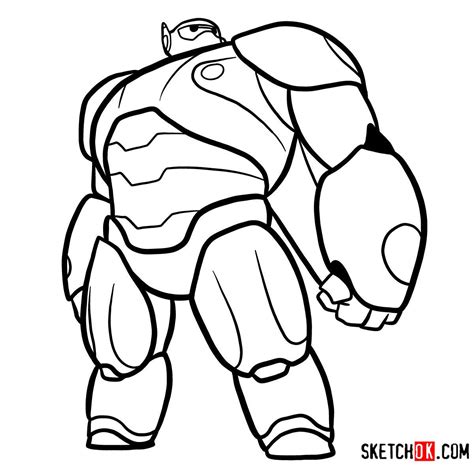 How To Draw Baymax In His Red Armored Suit Cartoon Drawings Sketches