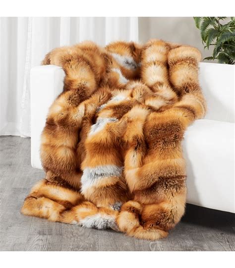 Luxury Bedding Brown Fox Blanket Real Fox Blanket Brown Fox Fur Blanket
