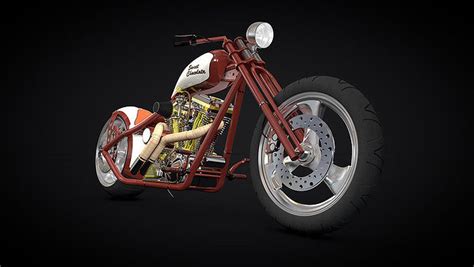 Custom Red Chopper 3d Model Cgtrader