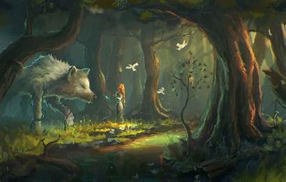 Wolf Forest Fantasy Desktop Wallpapers Background Backgrounds