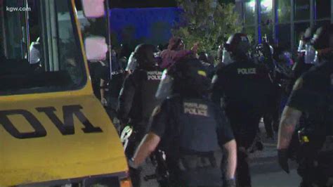 police declare unlawful assembly arrest 9 in portland