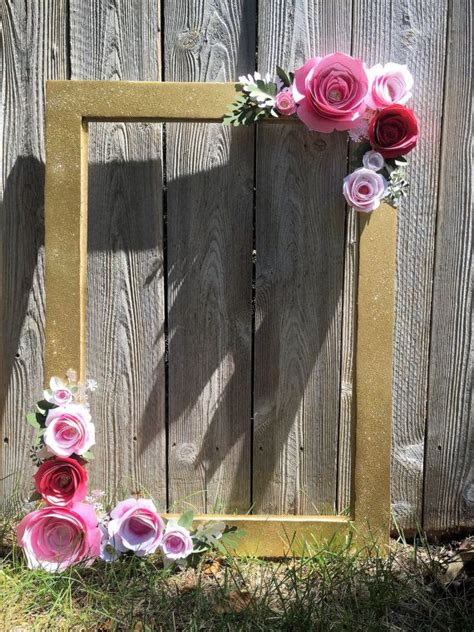 Mesmerizing dream like snow fall photo booth decoration via. Gold Floral Frame, Photo booth prop, 3D flower bouquet ...
