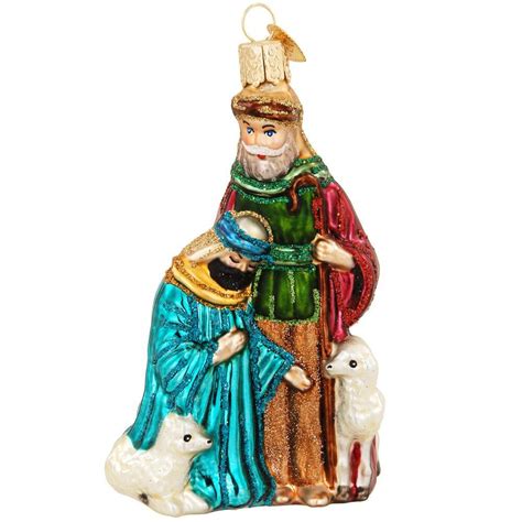 Shepherd With Sheep Glass Ornament Old World Christmas Ornaments