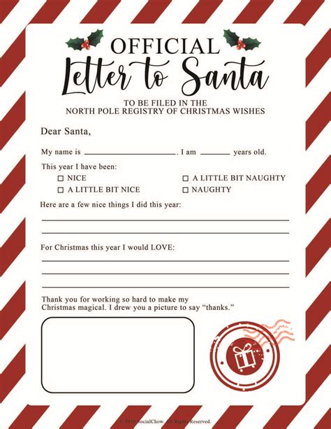 Letter To Santa Claus Printable Instant Download Wish List Santa