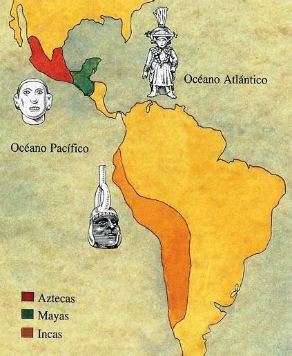 Ubicación De Los Mayas Aztecas E Incas En El Mapa De América Mapa De