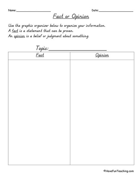 Fact and Opinion Graphic Organizer | Have Fun Teaching