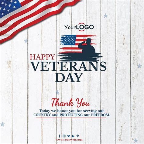 Modern Social Media Post Template Happy Veterans Day 3d Decorative