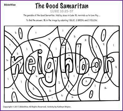 This free coloring page is great activity to have available after teaching kids we are called to love everyone equally. The Good Samaritan (Color by Number) - Kids Korner ...