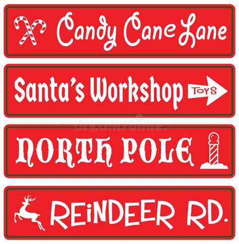 Christmas Decoration Street Signs Candy Cane Santas Workshop North Pole