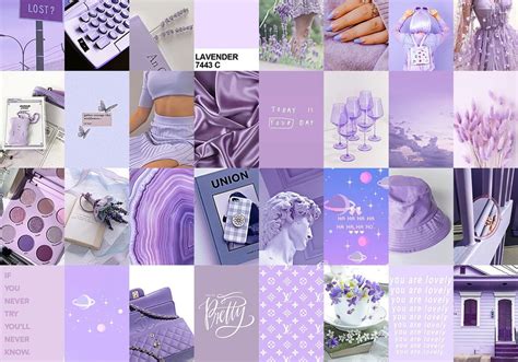 Wall Collage Kit Lavender Light Purple Aesthetic Soft Purple Etsy My