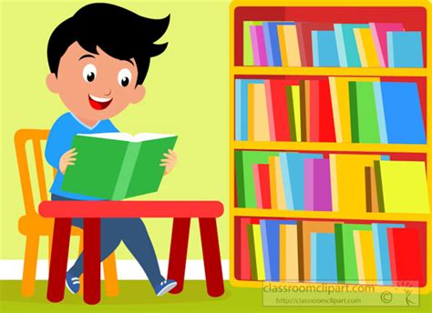 Book Clipart Clipart Boy Student Reading In Library Clipart