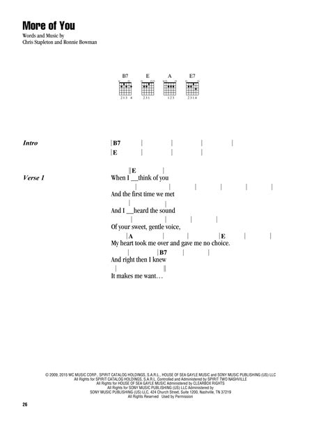 More Of You Sheet Music Chris Stapleton Guitar Chordslyrics