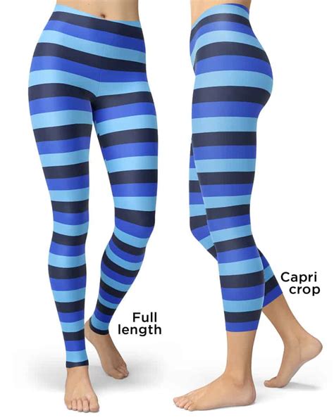 Blue Striped Leggings Designed By Squeaky Chimp T Shirts And Leggings
