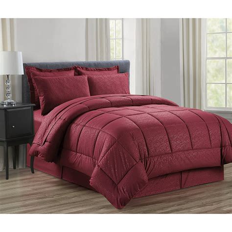 Silky Soft Bed In A Bag 8 Piece Comforter Set Hypoallergenic Fullqueen Burgundy Walmart