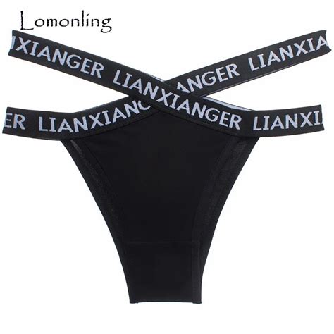 Lomonling 2019 Lady Sexual Letter Cross With Ice Silk Panties No Trace Low Waist Briefs Thong