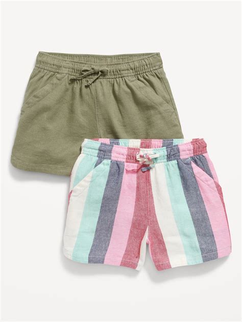 Linen Blend Drawstring Shorts 2 Pack For Girls Old Navy