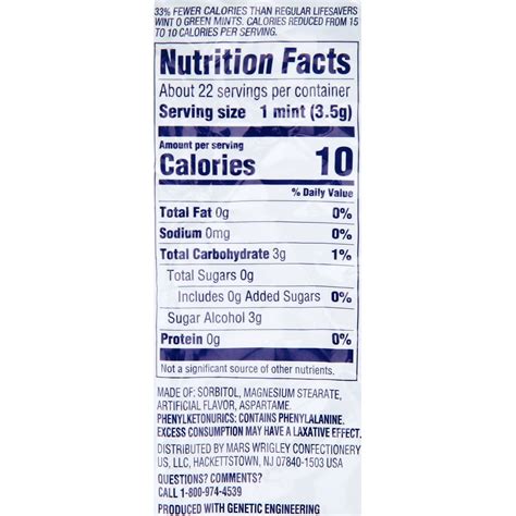 Lifesaver Wintergreen Mints Nutrition Facts Blog Dandk