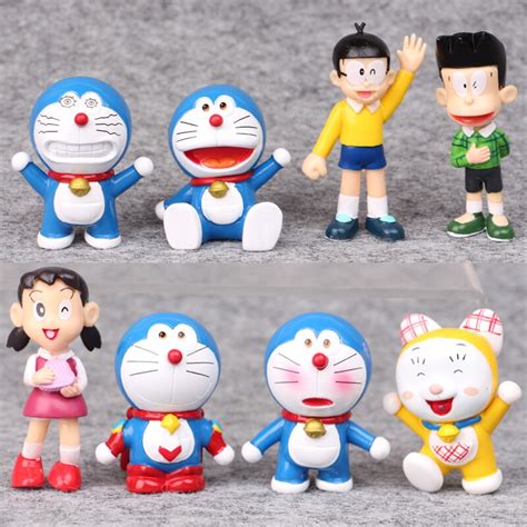 8pcsset Doraemon Figures Nobita Nobi Minamoto Shizuka Pvc Cartoon