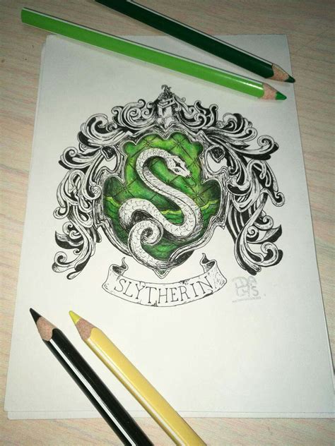 Blason serpentard by dalyscreation slytherin  Tutoriel de dessin