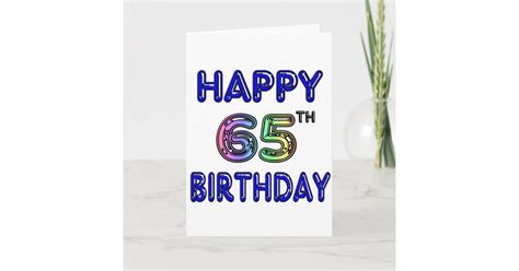 Happy 65th Birthday In Balloon Font Card Zazzle