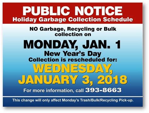 Holiday Garbage Collection Schedule (City of Portsmouth) — Nextdoor — Nextdoor